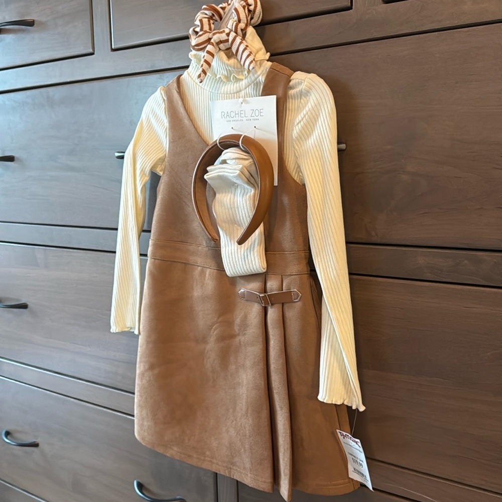 NWT 4T Suede turtleneck romper dress fall camel 🍂🍁